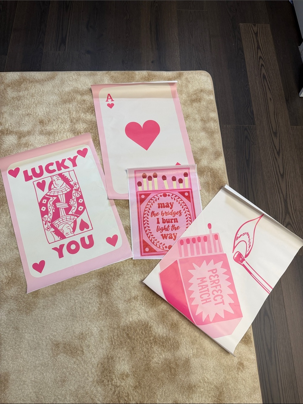 Pink 'Lucky You' & Match-Themed Party Posters - Set of 4